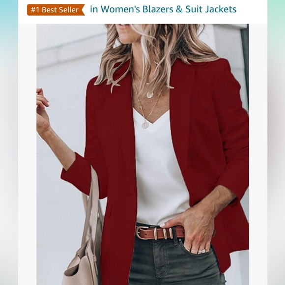 Burgandy Cicy Bell Casual Women’s Blazer for Office or Date Night - Picture 2 of 9